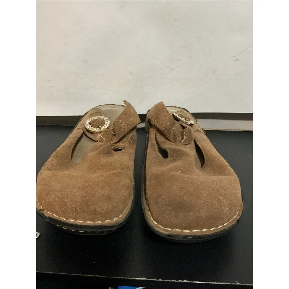 Alegria Seville Brown Suede Sparkle Clogs 41 (us 10)